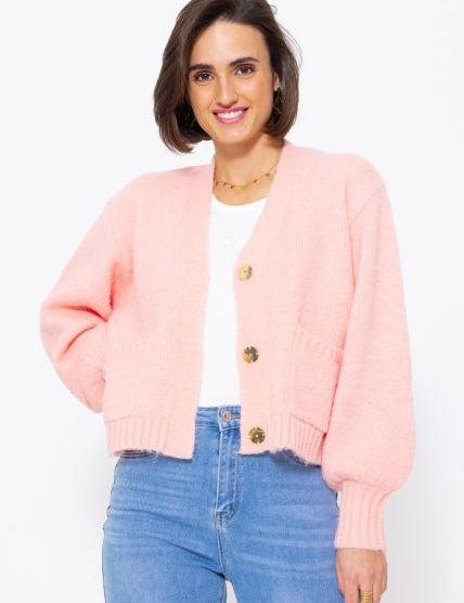Gemma | Comfortabel damesvest in de kleur Roze voor dames in stijl geschikt voor alle seizoenen.