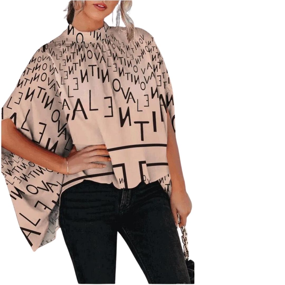 Genoveva | Blouse met abstracte prints in de kleur Beige voor in stijl ideaal voor de lente.