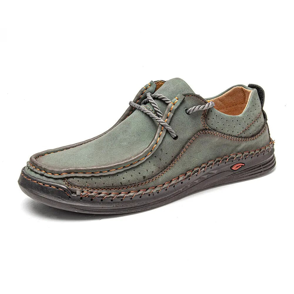 Gerson | Handgemaakte casual leren sneakers in de kleur Groen voor heren in Smart-casual stijl ideaal voor de herfst.