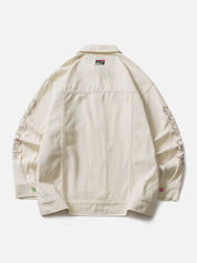 Gertrude | Gebloemd street-style damesjack in de kleur Beige voor dames in Streetwear stijl ideaal voor de herfst.