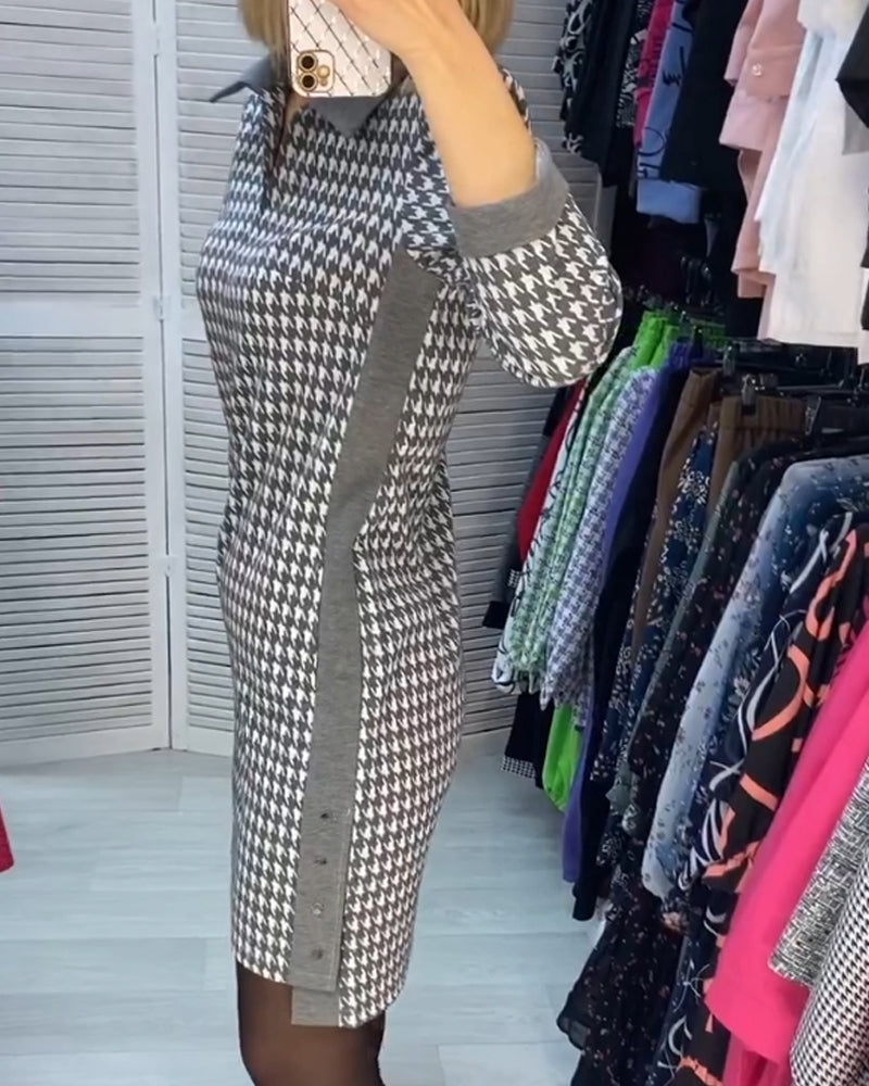 Geruite Jurk met zakken in de kleur Grijs voor dames in stijl ideaal voor de herfst.