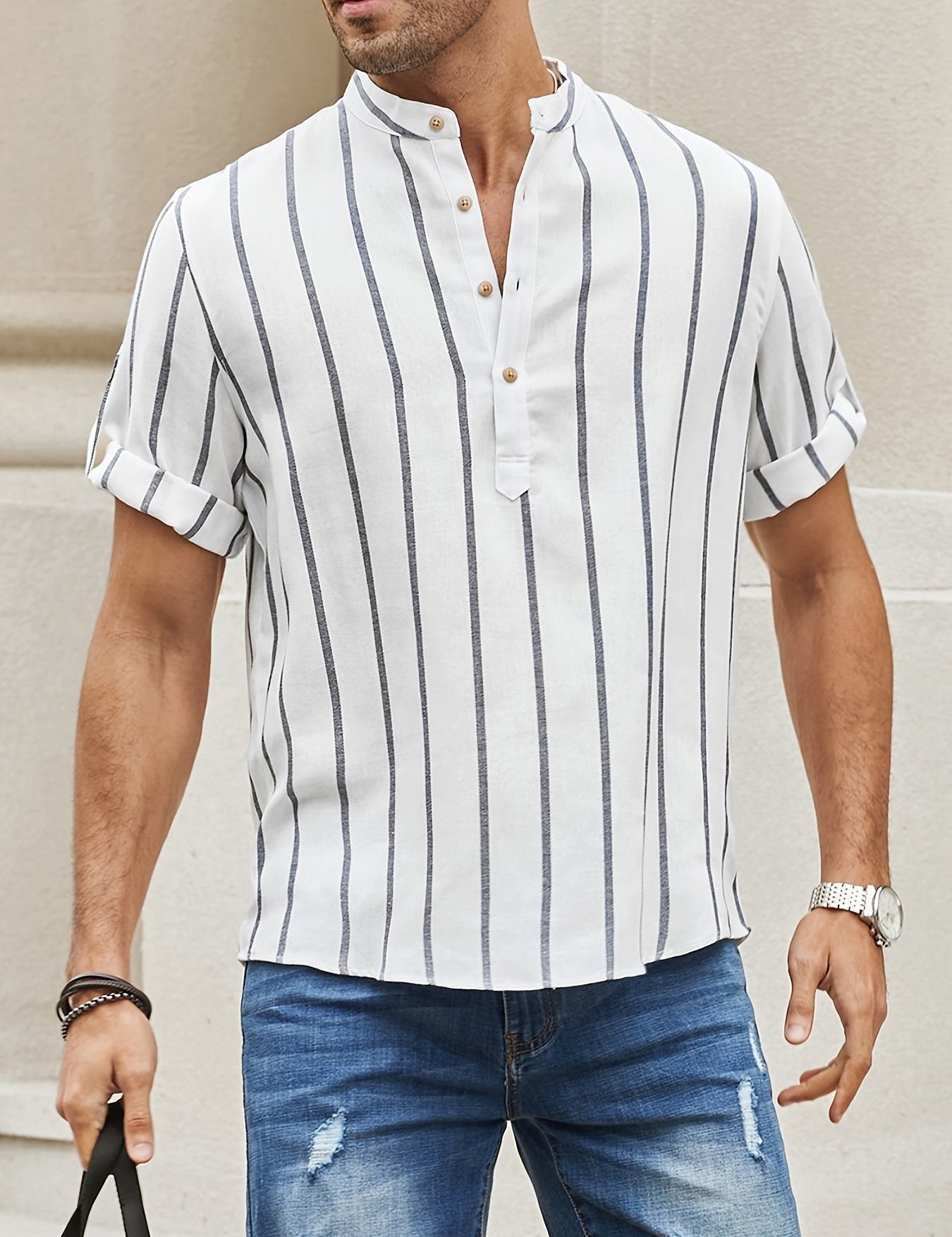 Gestreepte overhemd in de kleur Wit voor heren in stijl ideaal voor de lente.