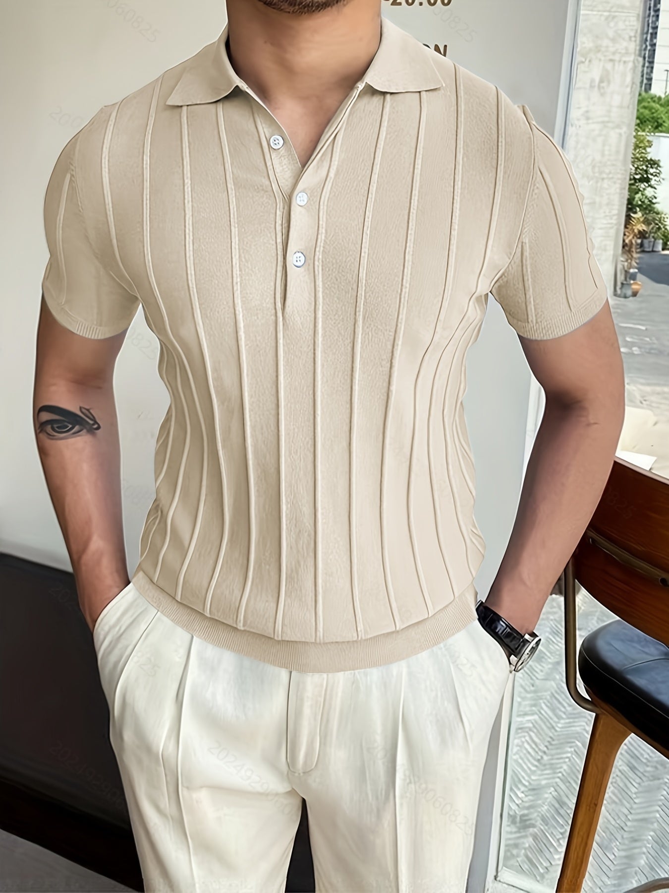 Gestreepte Polo in de kleur Beige voor heren in Casual stijl geschikt voor alle seizoenen.