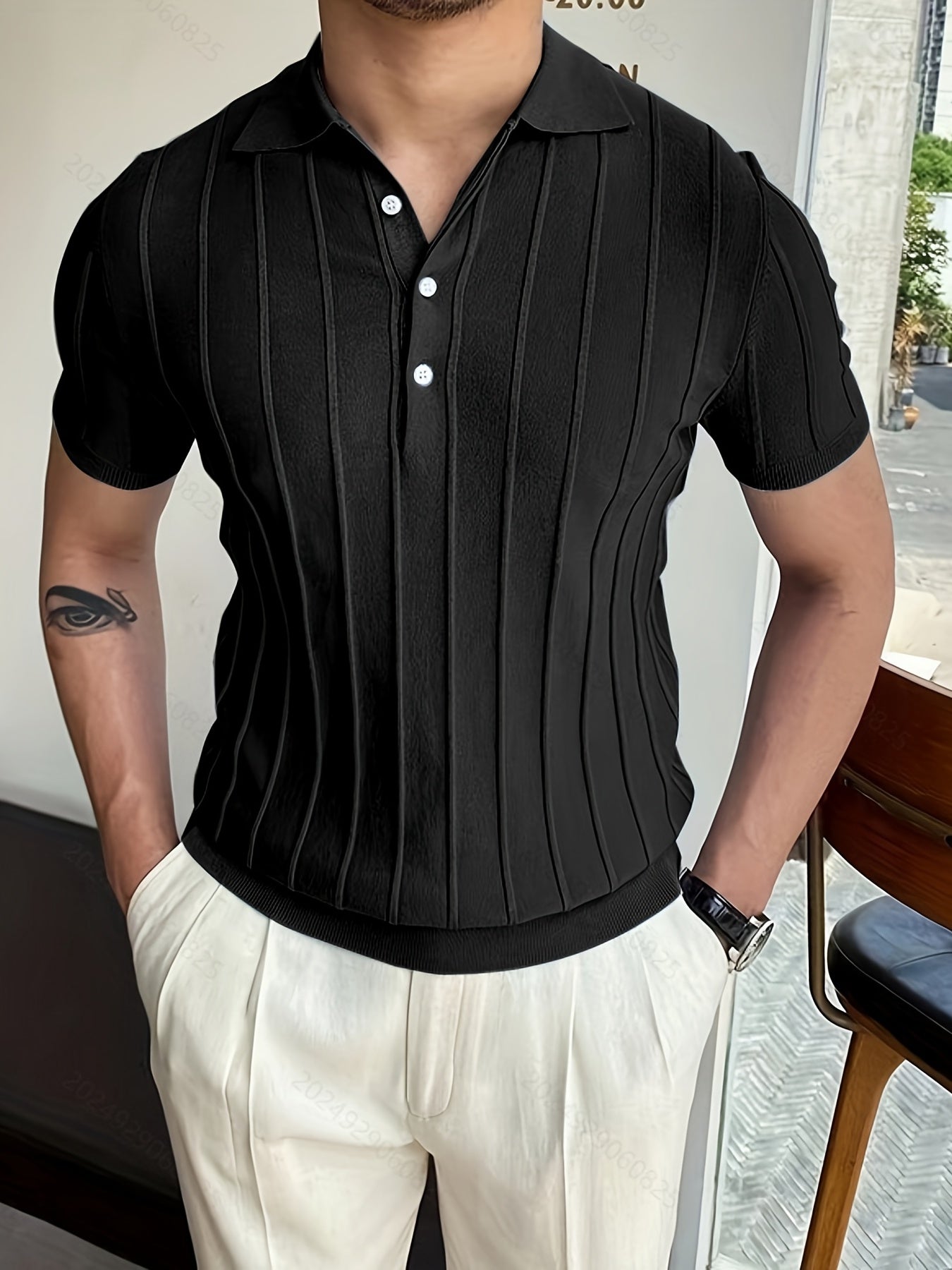 Gestreepte Polo in de kleur Zwart voor heren in Casual stijl geschikt voor alle seizoenen.
