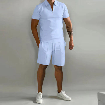 Giel | Luxe polo en short zomerset voor heren in de kleur Lichtblauw voor heren in stijl ideaal voor de zomer.