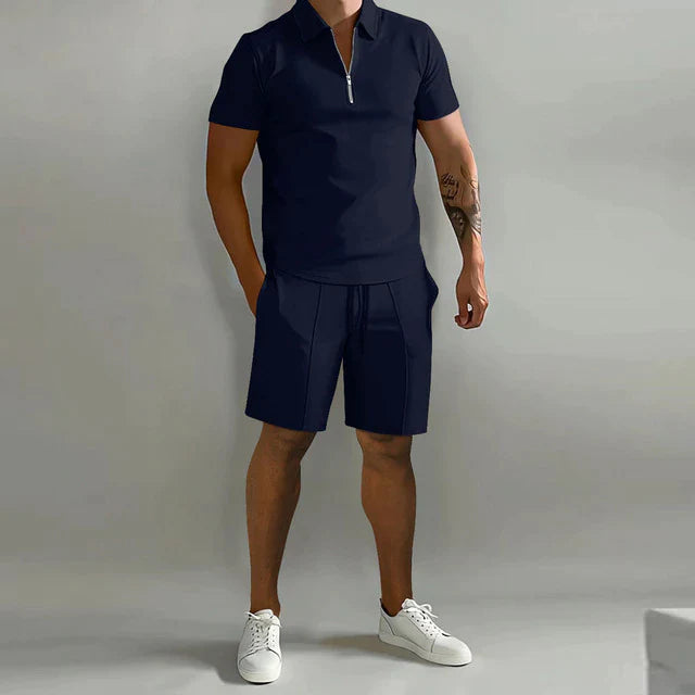 Giel | Luxe polo en short zomerset voor heren in de kleur Marineblauw voor heren in stijl ideaal voor de zomer.