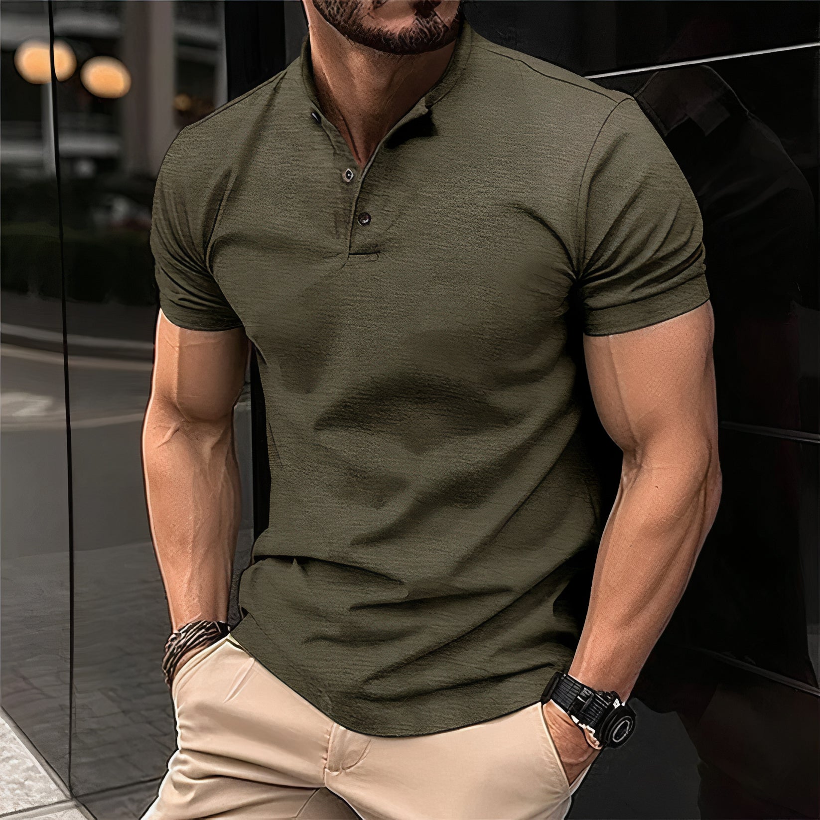 Hartwin | Klassiek poloshirt in de kleur Legergroen voor heren in Heritage stijl geschikt voor alle seizoenen.