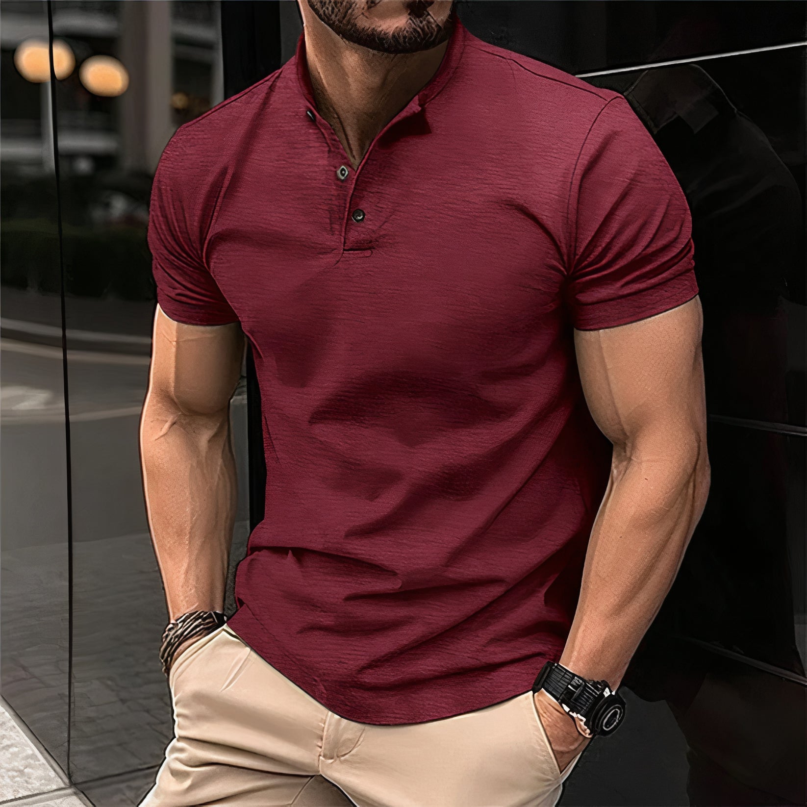 Hartwin | Klassiek poloshirt in de kleur Wijnrood voor heren in Heritage stijl geschikt voor alle seizoenen.