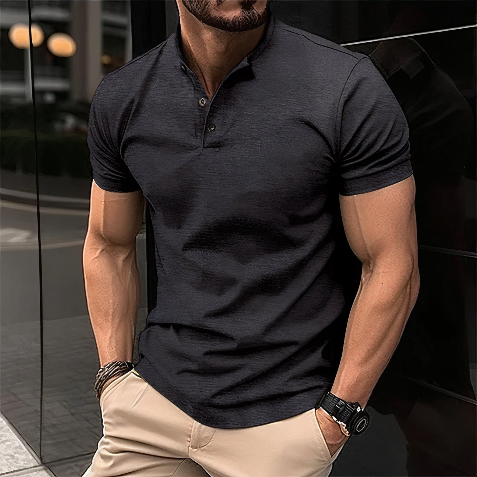 Hartwin | Klassiek poloshirt in de kleur Zwart voor heren in Heritage stijl geschikt voor alle seizoenen.