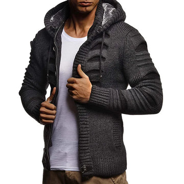 Herman | Gebreide jas in de kleur Donkergrijs voor heren in stijl ideaal voor de herfst.