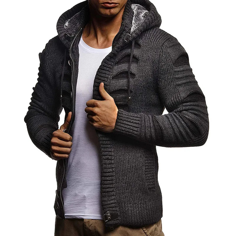 Herman | Gebreide jas in de kleur Donkergrijs voor heren in stijl ideaal voor de herfst.