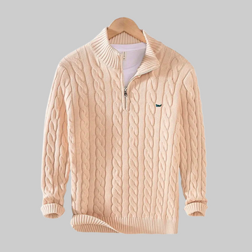Herman | Nette en casual Herenpolo met rits in de kleur Beige voor heren in stijl geschikt voor alle seizoenen.