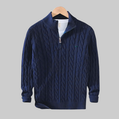 Herman | Nette en casual Herenpolo met rits in de kleur Donkerblauw voor heren in stijl geschikt voor alle seizoenen.
