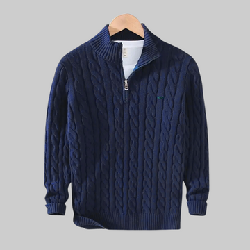 Herman | Nette en casual Herenpolo met rits in de kleur Donkerblauw voor heren in stijl geschikt voor alle seizoenen.