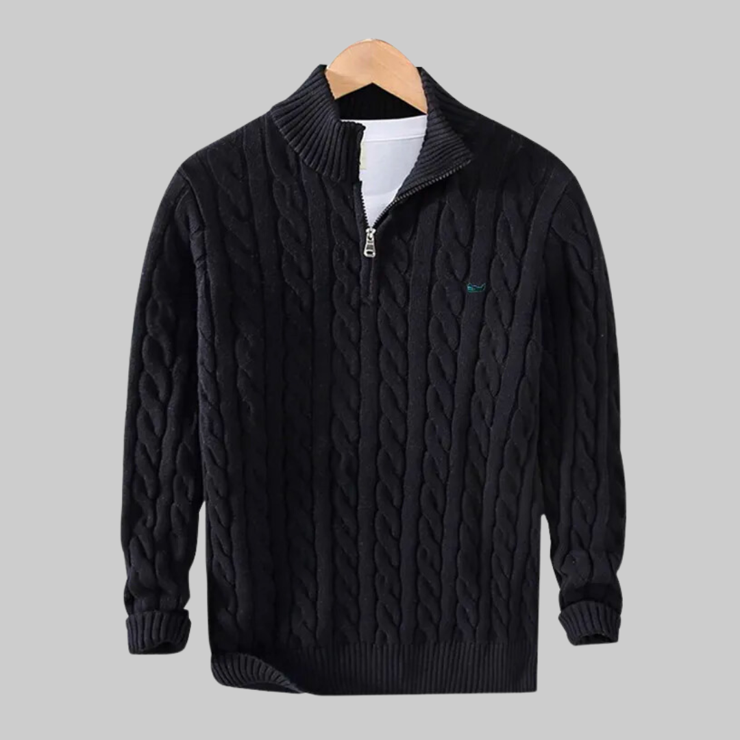 Herman | Nette en casual Herenpolo met rits in de kleur Zwart voor heren in stijl geschikt voor alle seizoenen.