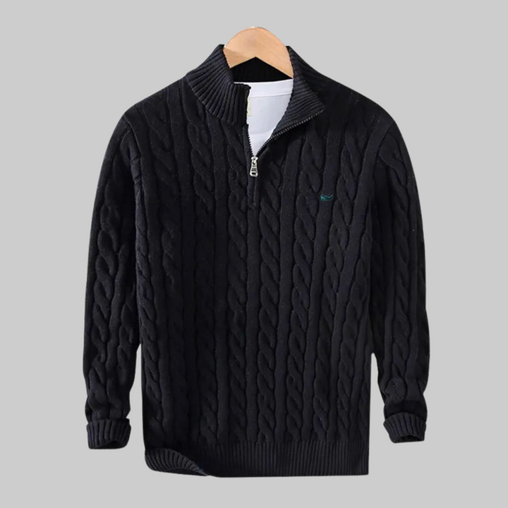 Herman | Nette en casual Herenpolo met rits in de kleur Zwart voor heren in stijl geschikt voor alle seizoenen.