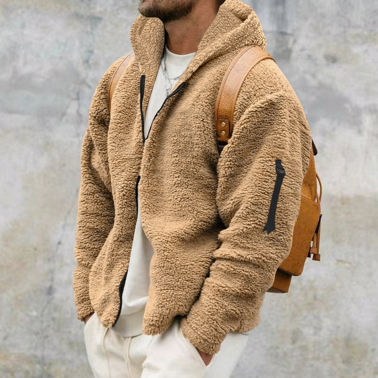 Hermy | Zachte fleecejack in de kleur Beige voor heren in Lounge stijl ideaal voor de winter