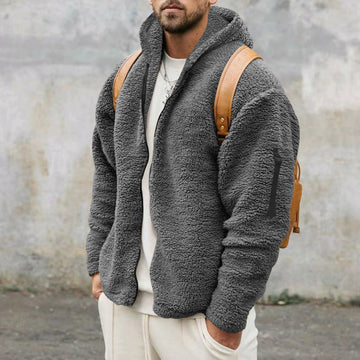 Hermy | Zachte fleecejack in de kleur Grijs voor heren in Lounge stijl ideaal voor de winter