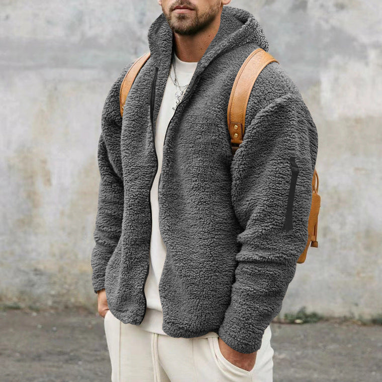 Hermy | Zachte fleecejack in de kleur Grijs voor heren in Lounge stijl ideaal voor de winter