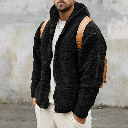 Hermy | Zachte fleecejack in de kleur Zwart voor heren in Lounge stijl ideaal voor de winter