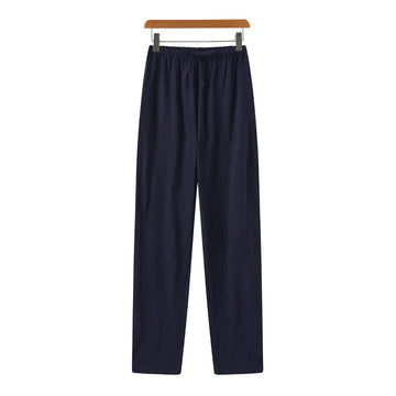 Hessel | Linnen slim fit pantalon in de kleur Blauw voor heren in Beach stijl geschikt voor alle seizoenen.