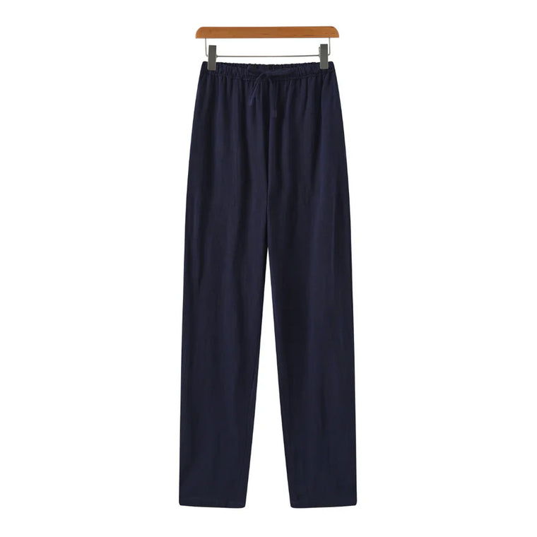 Hessel | Linnen slim fit pantalon in de kleur Blauw voor heren in Beach stijl geschikt voor alle seizoenen.