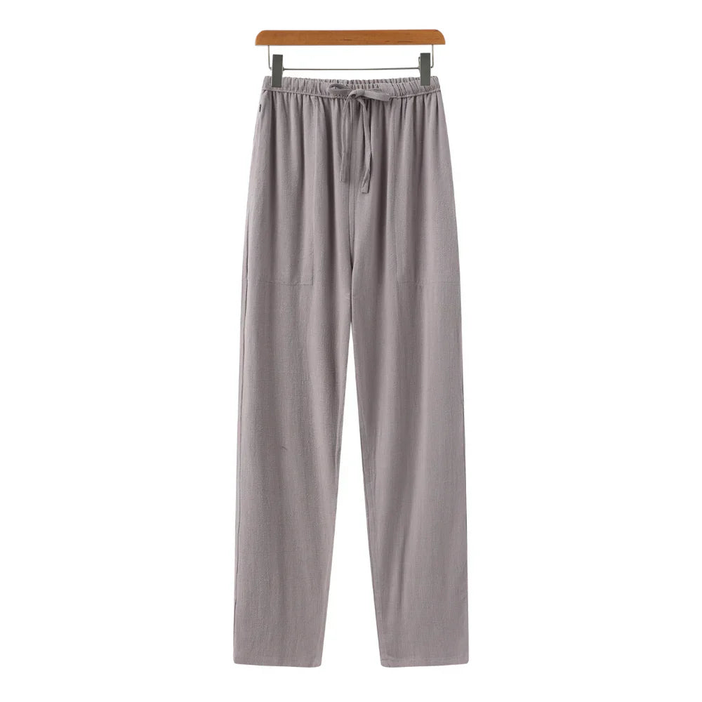 Hessel | Linnen slim fit pantalon in de kleur Grijs voor heren in Beach stijl geschikt voor alle seizoenen.