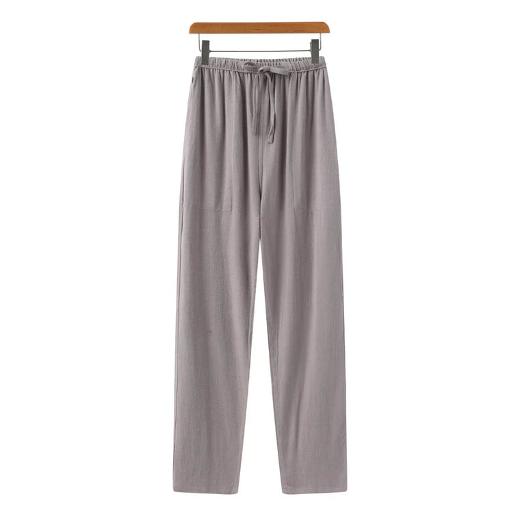 Hessel | Linnen slim fit pantalon in de kleur Grijs voor heren in Beach stijl geschikt voor alle seizoenen.