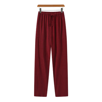 Hessel | Linnen slim fit pantalon in de kleur Rood voor heren in Beach stijl geschikt voor alle seizoenen.