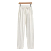 Hessel | Linnen slim fit pantalon in de kleur Wit voor heren in Beach stijl geschikt voor alle seizoenen.