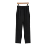 Hessel | Linnen slim fit pantalon in de kleur Zwart voor heren in Beach stijl geschikt voor alle seizoenen.