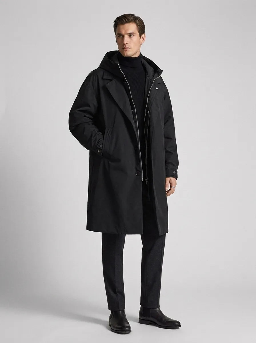 Oversized trenchcoat met capuchon