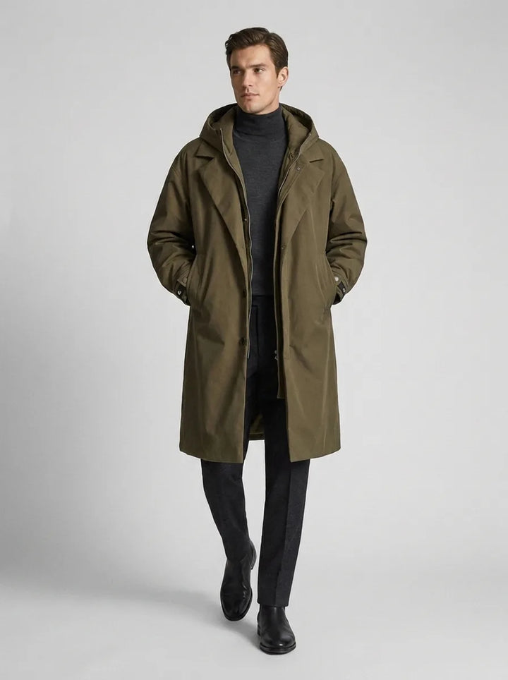 Oversized trenchcoat met capuchon