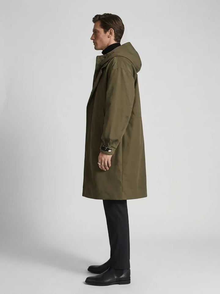 Oversized trenchcoat met capuchon
