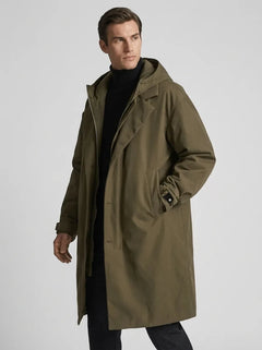 Oversized trenchcoat met capuchon