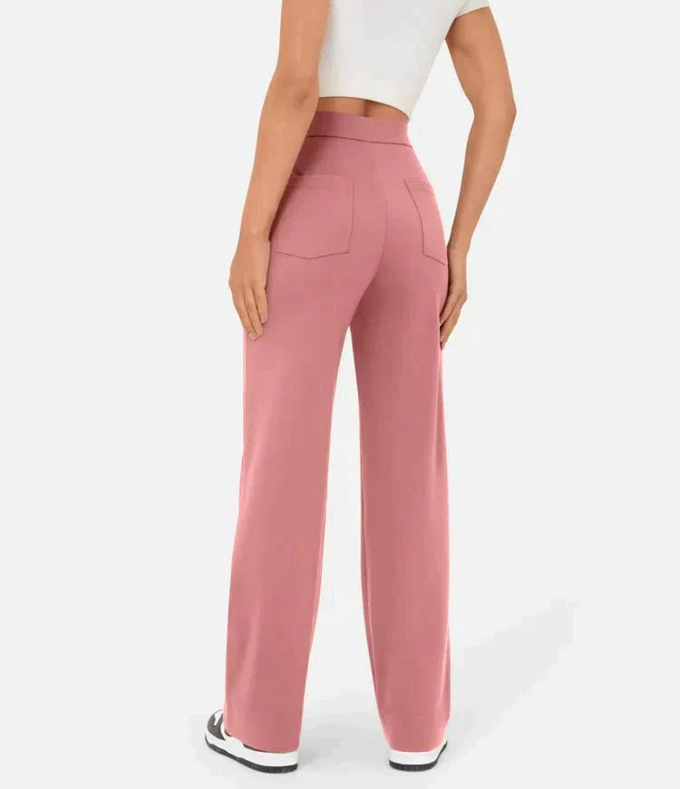 Luus | Stijlvolle high-waisted elastische casual broek