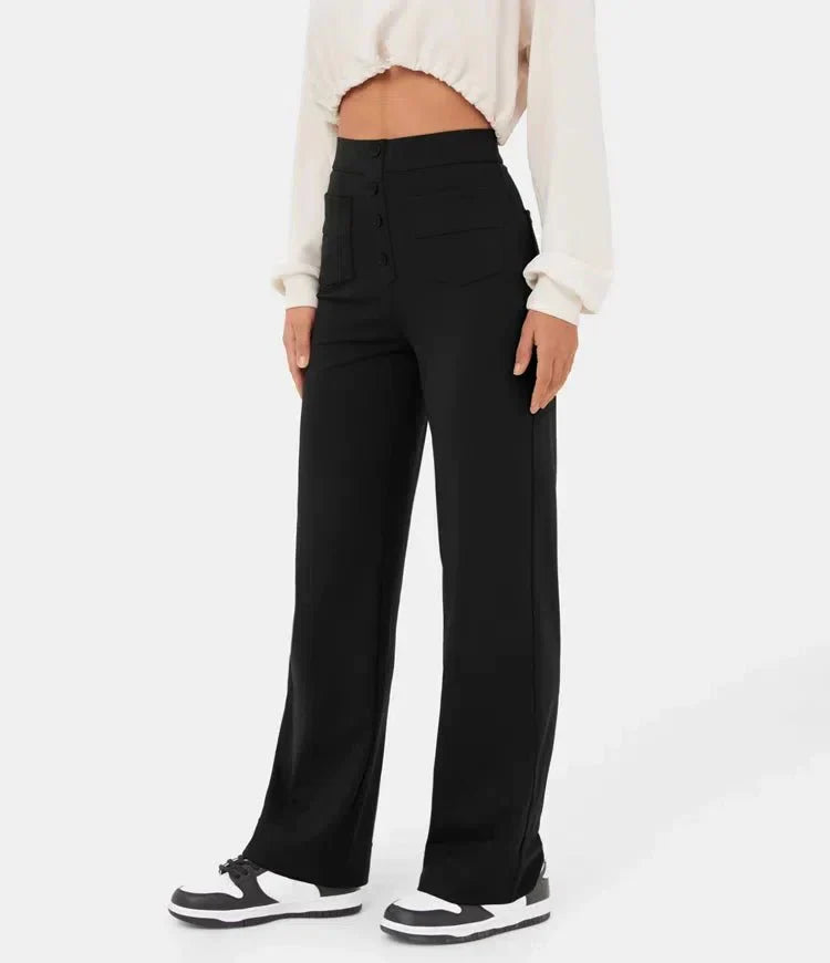 Elastische hoge taille broek gemaakt voor ultiem comfort, perfecte pasvorm en een flatterend silhouet voor elke gelegenheid.