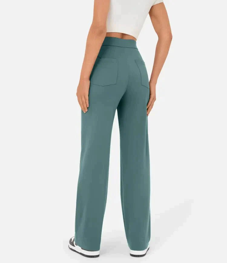 Luus | Stijlvolle high-waisted elastische casual broek