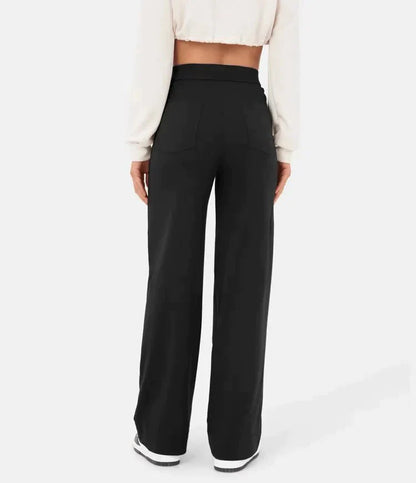 Luus | Stijlvolle high-waisted elastische casual broek