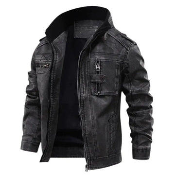 Leren jassen met mandarin collar