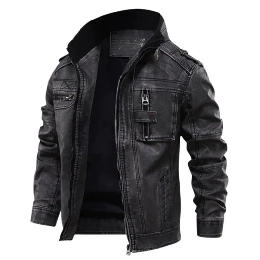 Leren jassen met mandarin collar