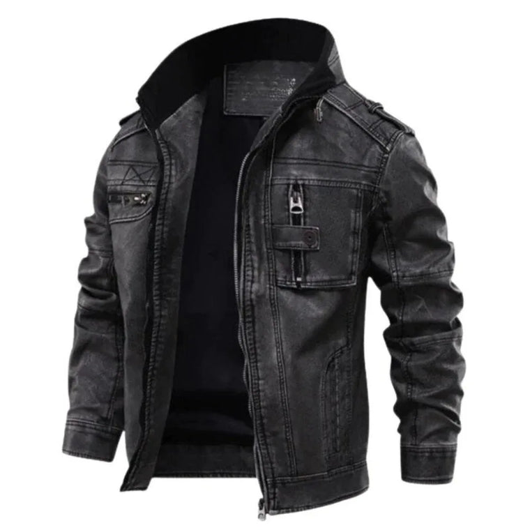 Leren jassen met mandarin collar