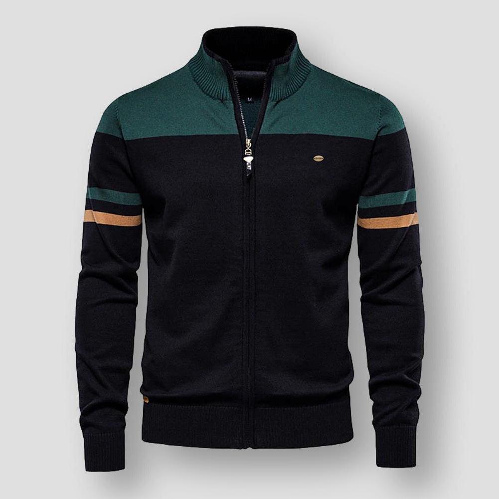 Hugo | Warme zipper met kraag en rits voor mannen in de kleur Groen voor heren in stijl geschikt voor alle seizoenen.