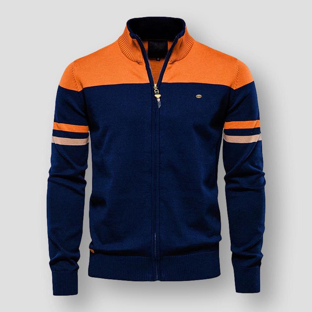 Hugo | Warme zipper met kraag en rits voor mannen in de kleur Oranje voor heren in stijl geschikt voor alle seizoenen.