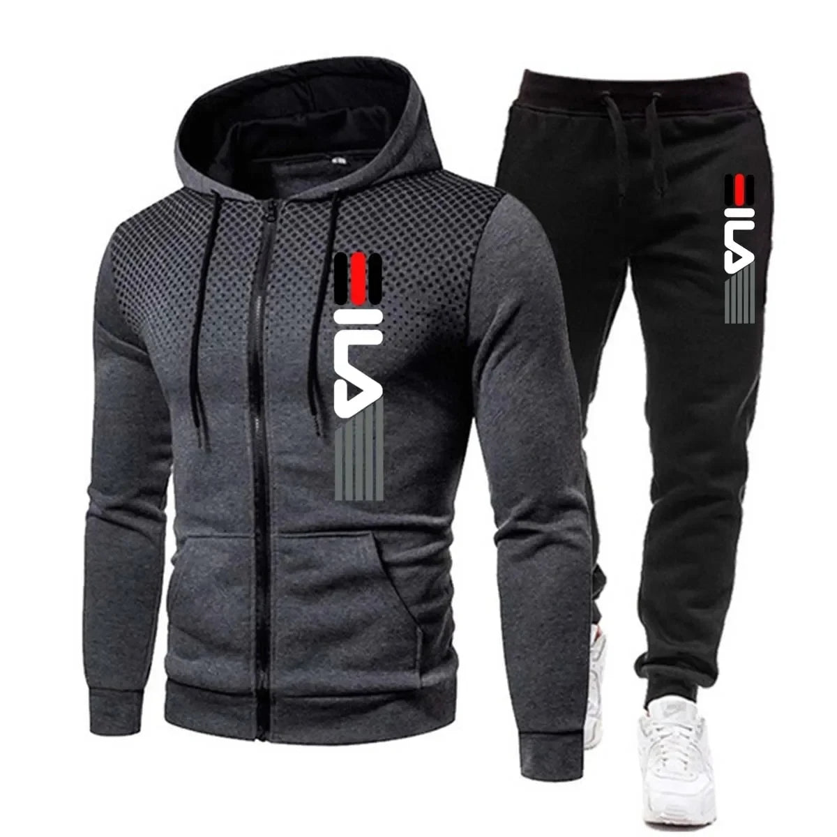 Ila | Sportieve tracksuit set in de kleur Grijs voor heren in stijl ideaal voor de winter