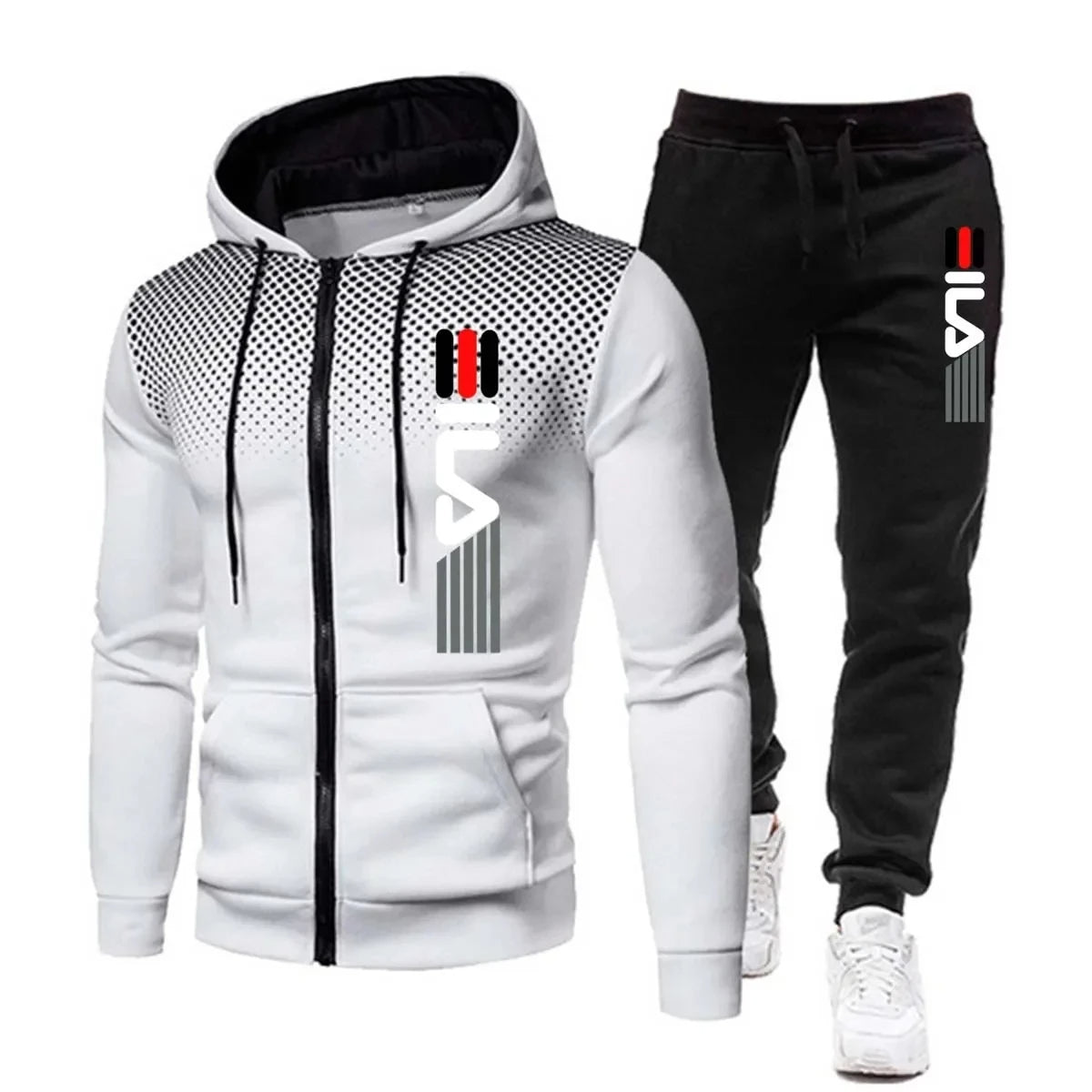 Ila | Sportieve tracksuit set in de kleur Wit voor heren in stijl ideaal voor de winter