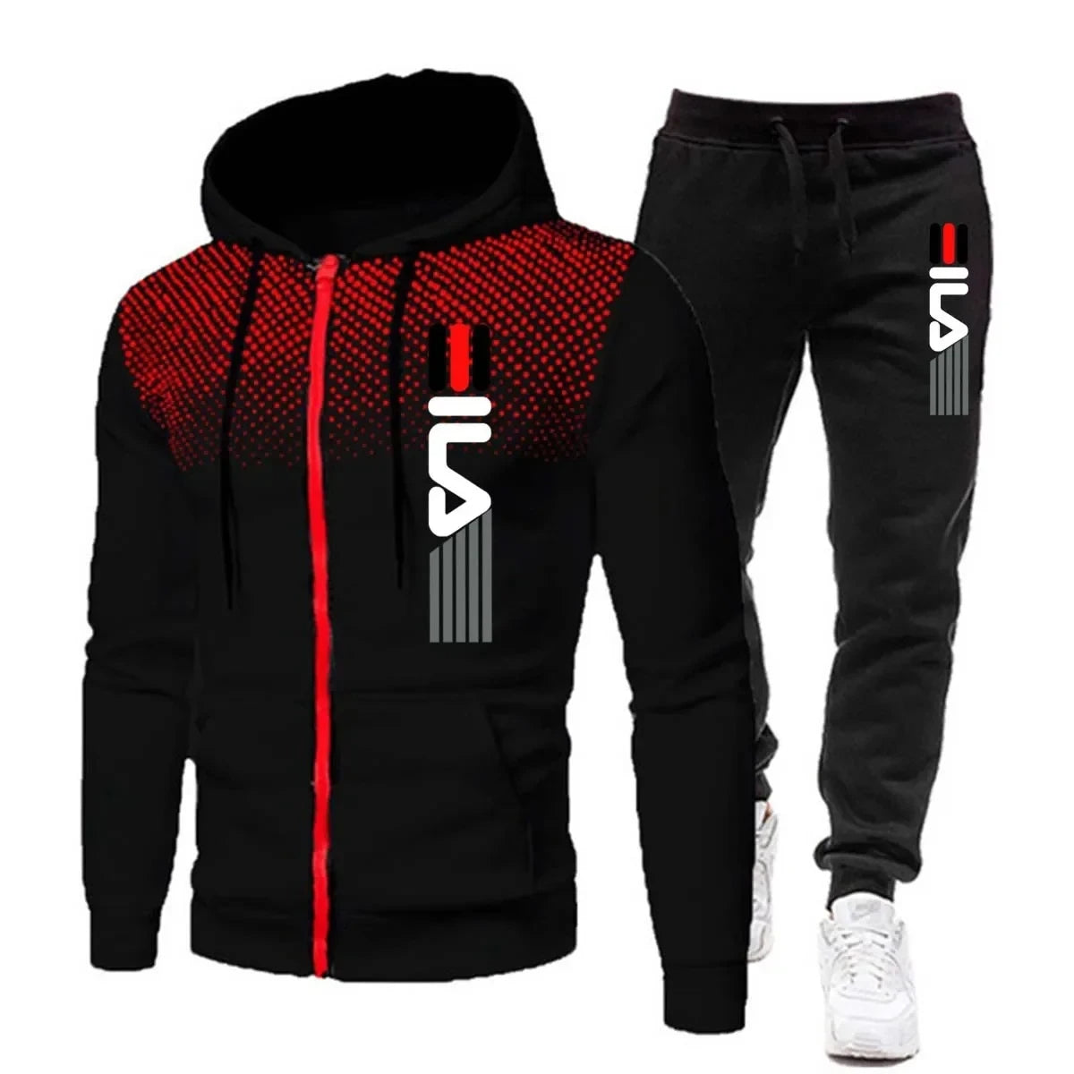 Ila | Sportieve tracksuit set in de kleur Zwart voor heren in stijl ideaal voor de winter