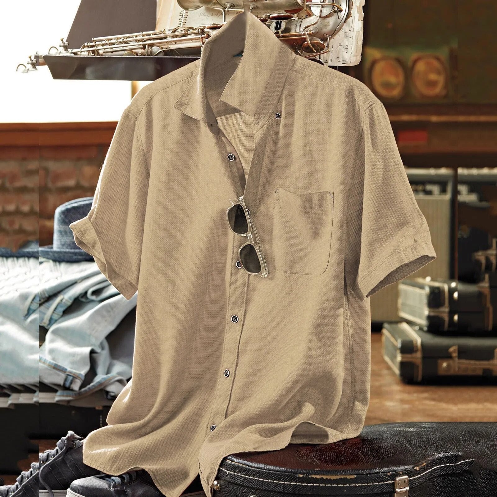 Ilias | Effenciënte polo voor heren in de kleur Khaki voor heren in stijl geschikt voor alle seizoenen.