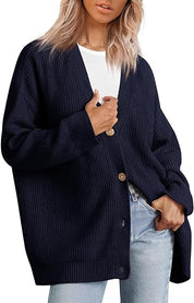 Ilse Jacobsen | Lichte cardigan met V-hals en knoopjes in de kleur Marineblauw voor dames in stijl ideaal voor de winter