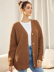 Ilse Jacobsen | Lichte cardigan met V-hals en knoopjes in de kleur Koffie voor dames in stijl ideaal voor de winter